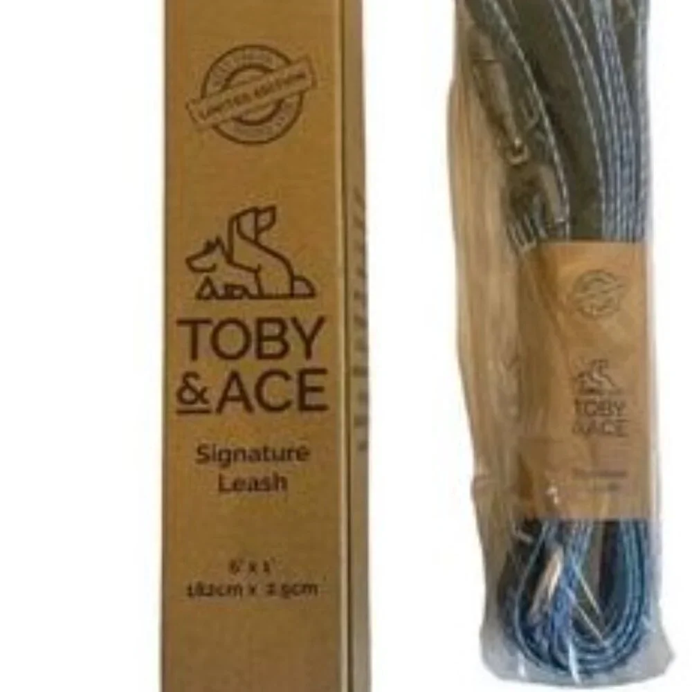 NEW Toby & Ace Signature Blue Dog Leash Limited Edition 6 ft x 1 ft